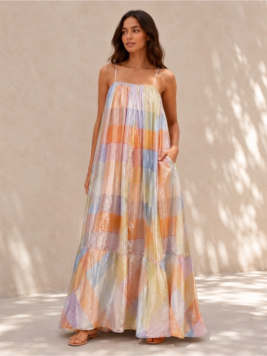 Pilcro Dresses & Skirts - Pilcro Anthropologie Iridescent Patchwork Maxi Dress XS NWT
